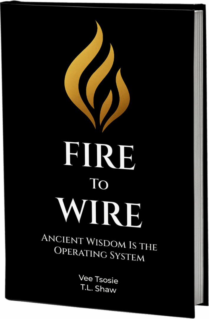 A black book titled 'Fire to Wire' with a golden flame symbol.
